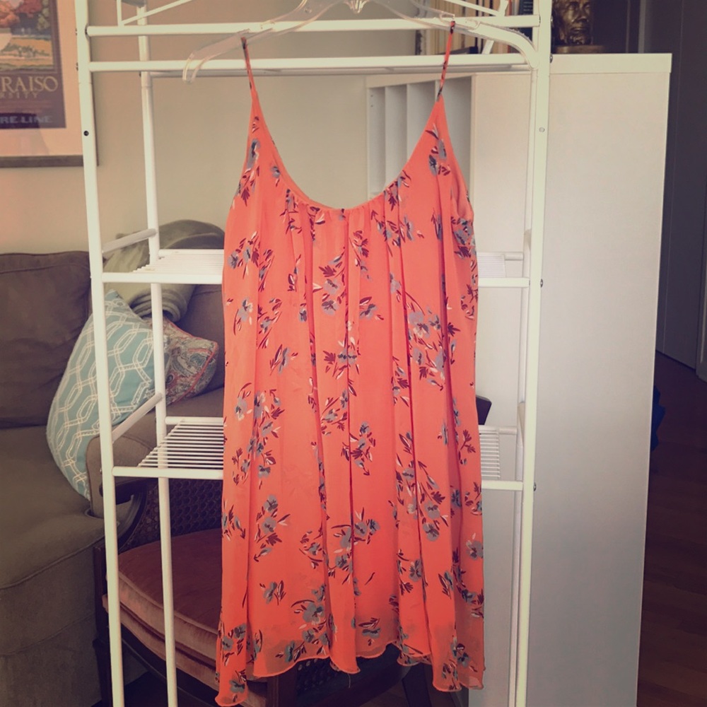 Orange flowy floral tank top